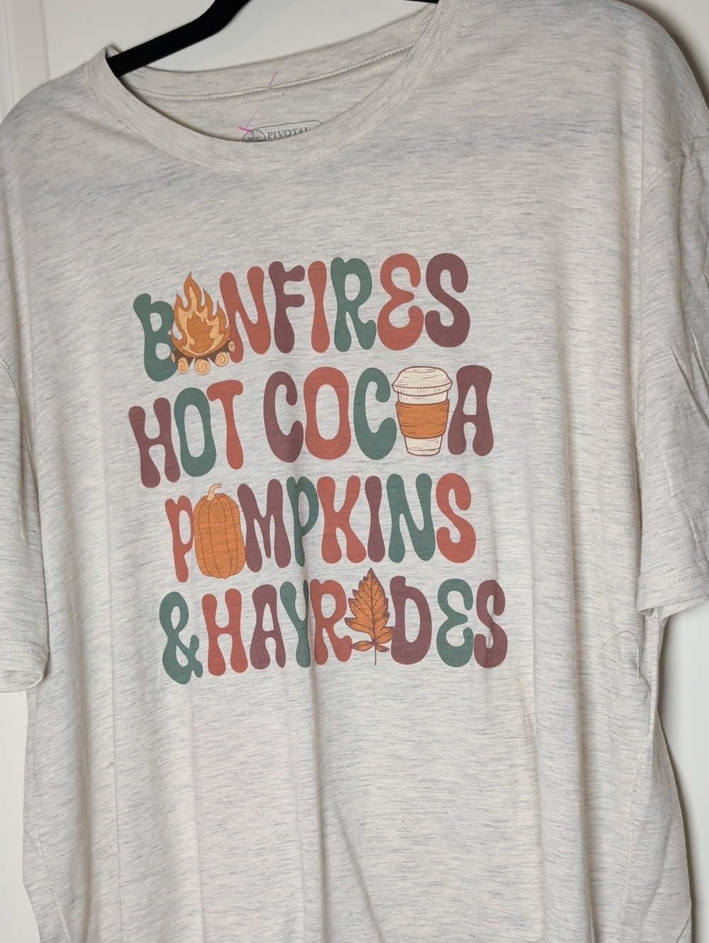 Source Unknown Women's Light Heather Tee with Fall Graphic - Cream